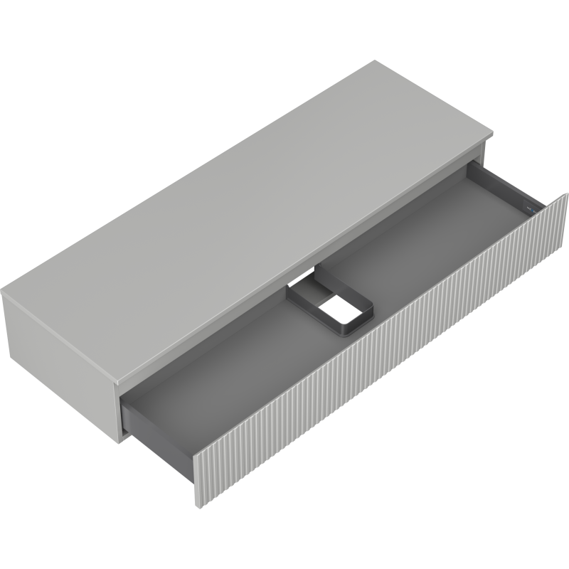 Mexen Rivel badkamermeubel onder wastafel 140 cm met blad, 1 lade, gegroefd, grijs mat - 91A20-14023-1-BFC62