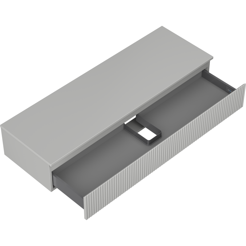 Mexen Rivel meuble de salle de bains sous lavabo 140 cm avec plan de travail, 1 tiroir, rainuré, gris mat - 91A20-14023-1-BFC62