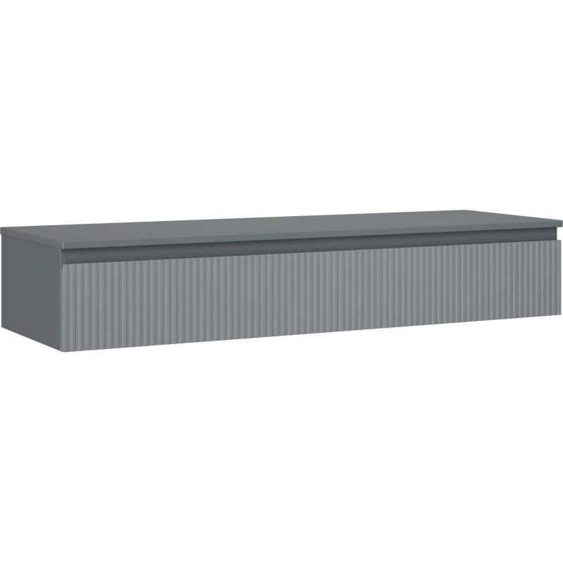 Mexen Rivel badkamerkast onder de wastafel 140 cm met blad, 1 lade, geribbeld, grafiet mat - 91A20-14023-1-BFC66