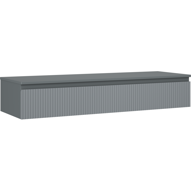 Mexen Rivel szafka łazienkowa podumywalkowa 140 cm z blatem, 1 szuflada, ryflowana , grafit mat - 91A20-14023-1-BFC66