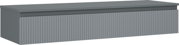 Mexen Rivel armário de casa de banho sob o lavatório 140 cm com tampo, 1 gaveta, estriado, grafite mate - 91A20-14023-1-BFC66