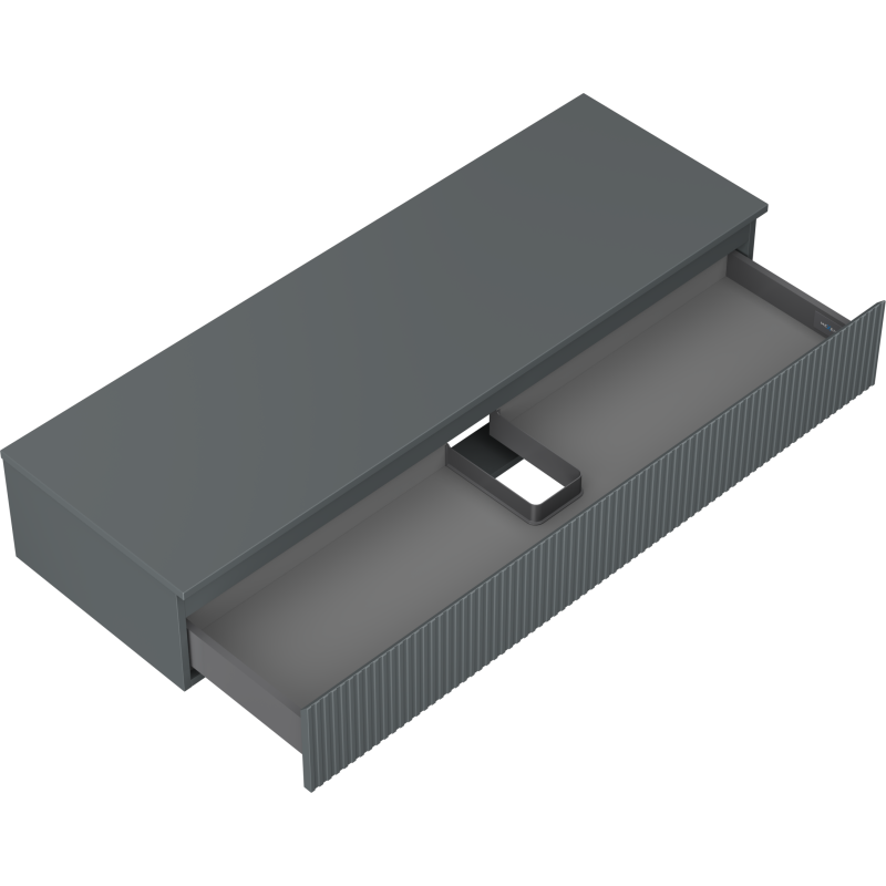 Mexen Rivel Badezimmerschrank 140 cm mit Arbeitsplatte, 1 Schublade, gerillt, graphit matt - 91A20-14023-1-BFC66