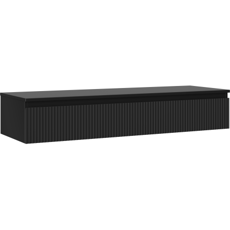 Mexen Rivel Badezimmerschrank 140 cm mit Waschplatz, 1 Schublade, geriffelt, schwarz matt - 91A20-14023-1-BFC71