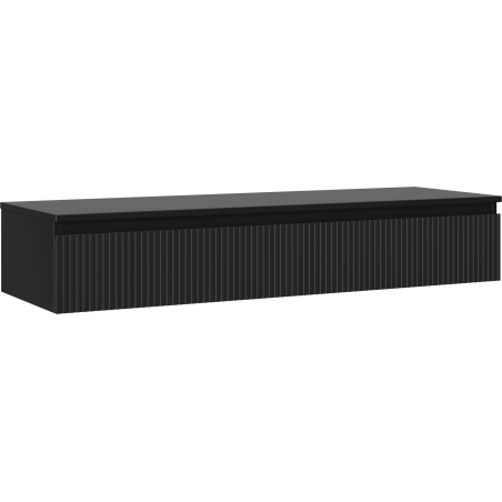 Mexen Rivel Bathroom Cabinet Under Sink 140 cm with Countertop, 1 Drawer, Fluted, Black Matte - 91A20-14023-1-BFC71