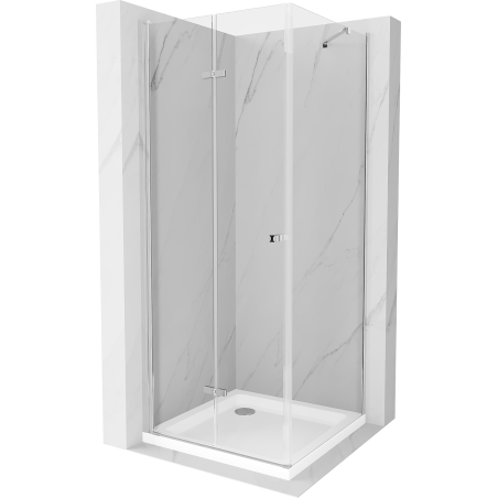 Mexen Lima folding shower cabin 70 x 70 cm, transparent, chrome + Flat shower tray - 856-070-070-01-00-4010