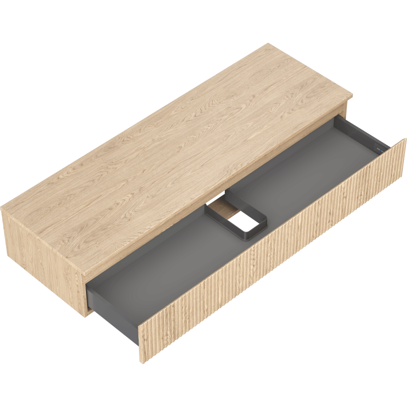 Mexen Rivel armário de casa de banho de 140 cm com cilindro, 1 gaveta, ranhurado, carvalho - 91A20-14023-1-BFC81