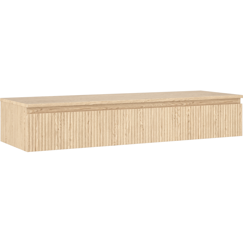 Mexen Rivel Badezimmerunterschrank 140 cm mit Arbeitsplatte, 1 Schublade, geriffelt, Eiche - 91A20-14023-1-BFC81