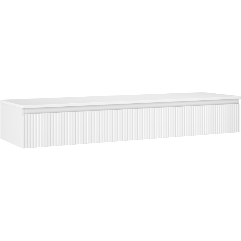 Mexen Rivel Badezimmerschrank 160 cm mit Arbeitsplatte, 1 Schublade, geriffelt, weiß matt - 91A20-16023-1-BFC01
