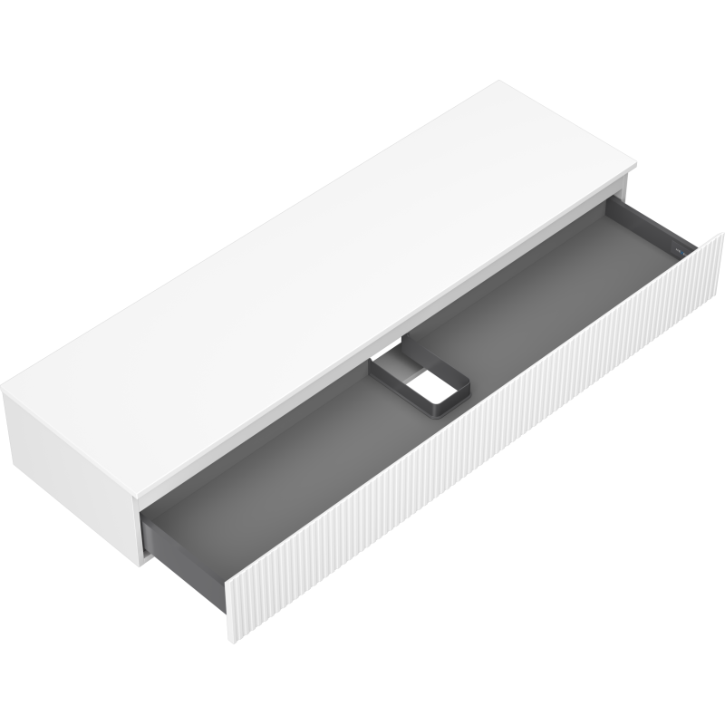 Mexen Rivel meuble de salle de bain sous-vasque 160 cm avec plateau, 1 tiroir, rainuré, blanc mat - 91A20-16023-1-BFC01