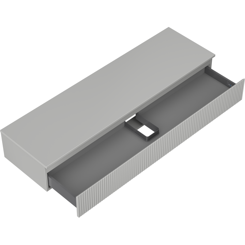 Mexen Rivel armário de casa de banho sob o lavatório 160 cm com tampo, 1 gaveta, canelada, cinza matte - 91A20-16023-1-BFC62