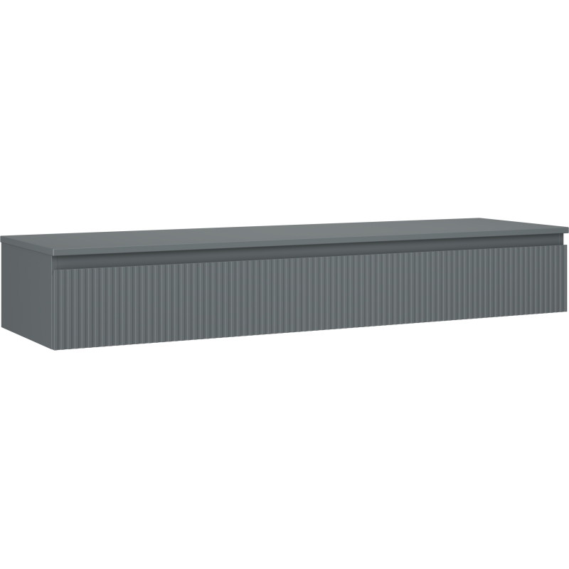 Mexen Rivel badkamerkast voor wastafel 160 cm met blad, 1 lade, geprofileerd, grafiet mat - 91A20-16023-1-BFC66