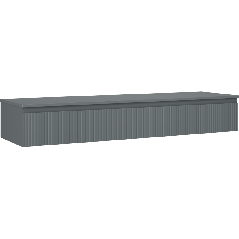 Mexen Rivel badkamerkastje onder de wastafel 160 cm met blad, 1 lade, geribbeld, mat grafiet - 91A20-16023-1-BFC66