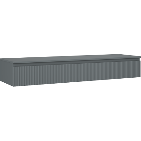Mexen Rivel badkamerkast onder wastafel 160 cm met blad, 1 lade, geribbeld, mat grafiet - 91A20-16023-1-BFC66