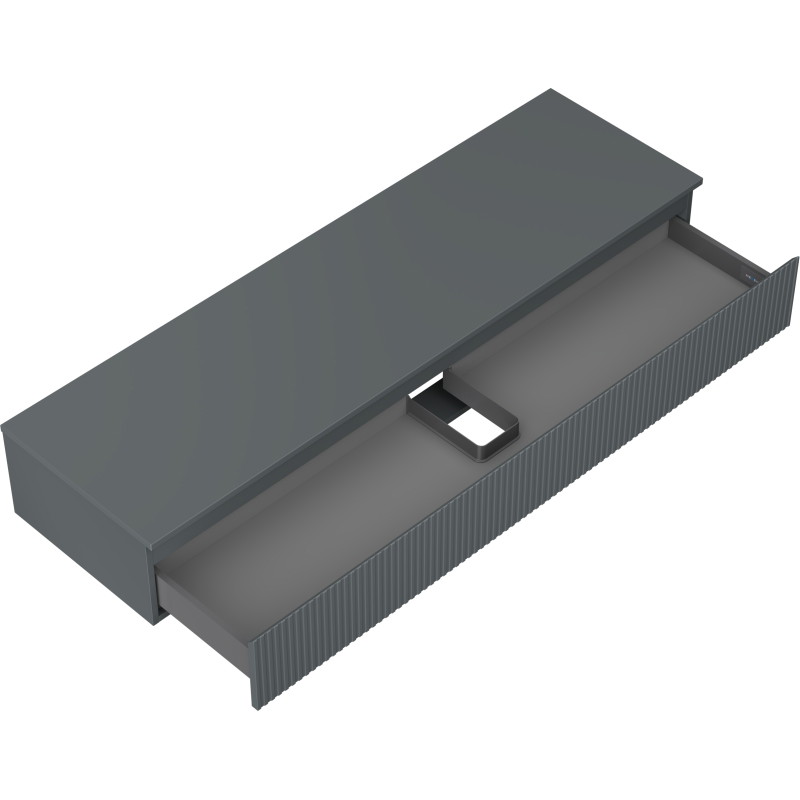 Mexen Rivel badkamerkast voor wastafel 160 cm met blad, 1 lade, geprofileerd, grafiet mat - 91A20-16023-1-BFC66