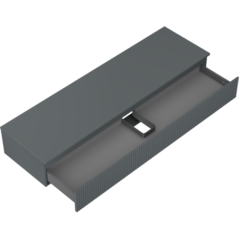 Mexen Rivel gabinete de baño para lavabo 160 cm con encimera, 1 cajón, ranurado, grafito mate - 91A20-16023-1-BFC66