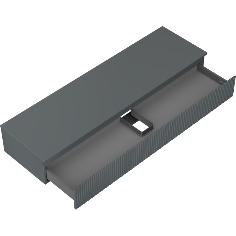 Mexen Rivel meuble de salle de bain sous-vasque 160 cm avec plateau, 1 tiroir, rainuré, graphite mat - 91A20-16023-1-BFC66