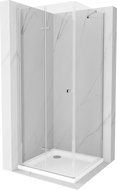 Mexen Lima folding shower cabin 80 x 80 cm, transparent, chrome + Flat shower tray - 856-080-080-01-00-4010