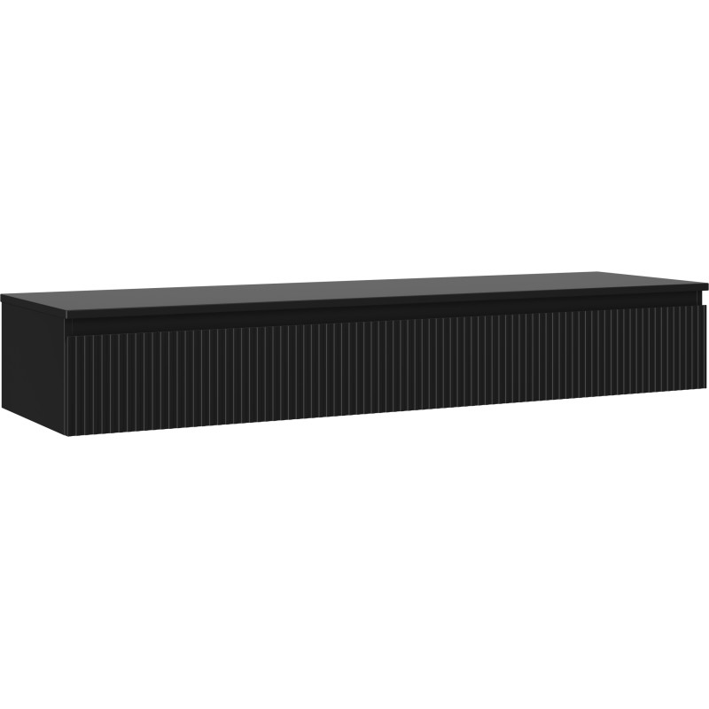 Mexen Rivel armario de baño bajo lavabo de 160 cm con encimera, 1 cajón, ranurado, negro mate - 91A20-16023-1-BFC71