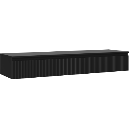 Mexen Rivel Badezimmerunterschrank 160 cm mit Arbeitsplatte, 1 Schublade, gerillt, schwarz matt - 91A20-16023-1-BFC71