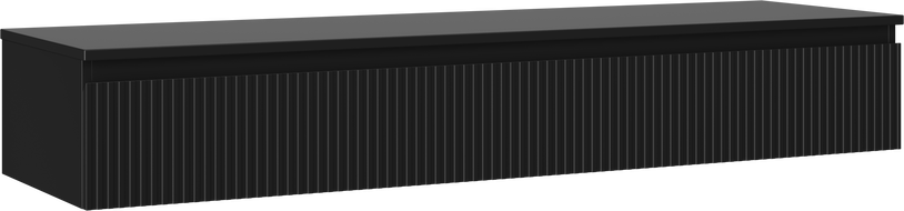 Mexen Rivel armário de banheiro de 160 cm com tampo, 1 gaveta, canelado, preto fosco - 91A20-16023-1-BFC71