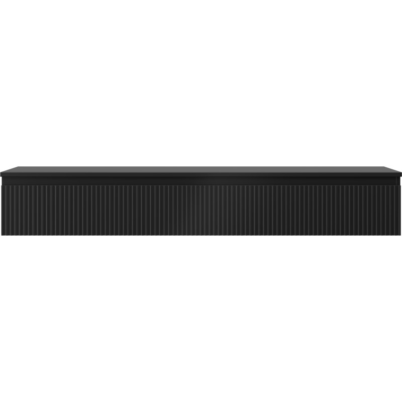 Mexen Rivel badkamerkast onder wastafel 160 cm met blad, 1 lade, geribbeld, zwart mat - 91A20-16023-1-BFC71