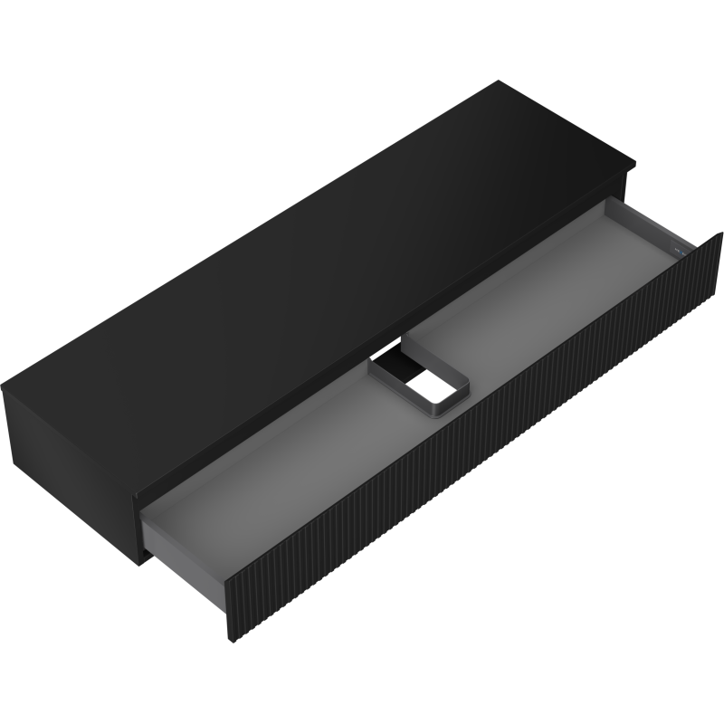 Mexen Rivel mobile bagno sottolavabo 160 cm con piano, 1 cassetto, scanalato, nero opaco - 91A20-16023-1-BFC71