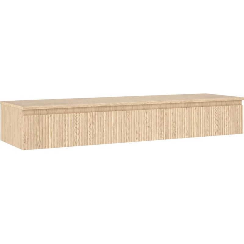 Mexen Rivel Badezimmer-Unterschrank 160 cm mit Arbeitsplatte, 1 Schublade, geriffelt, Eiche - 91A20-16023-1-BFC81