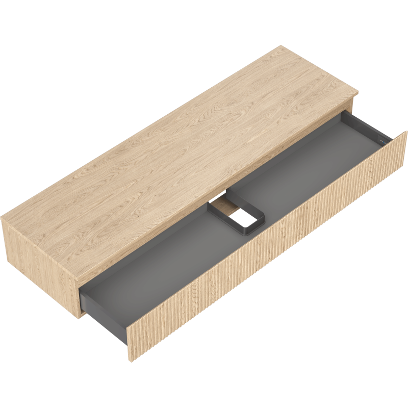 Mexen Rivel armario de baño debajo del lavabo 160 cm con encimera, 1 cajón, ranurado, roble - 91A20-16023-1-BFC81