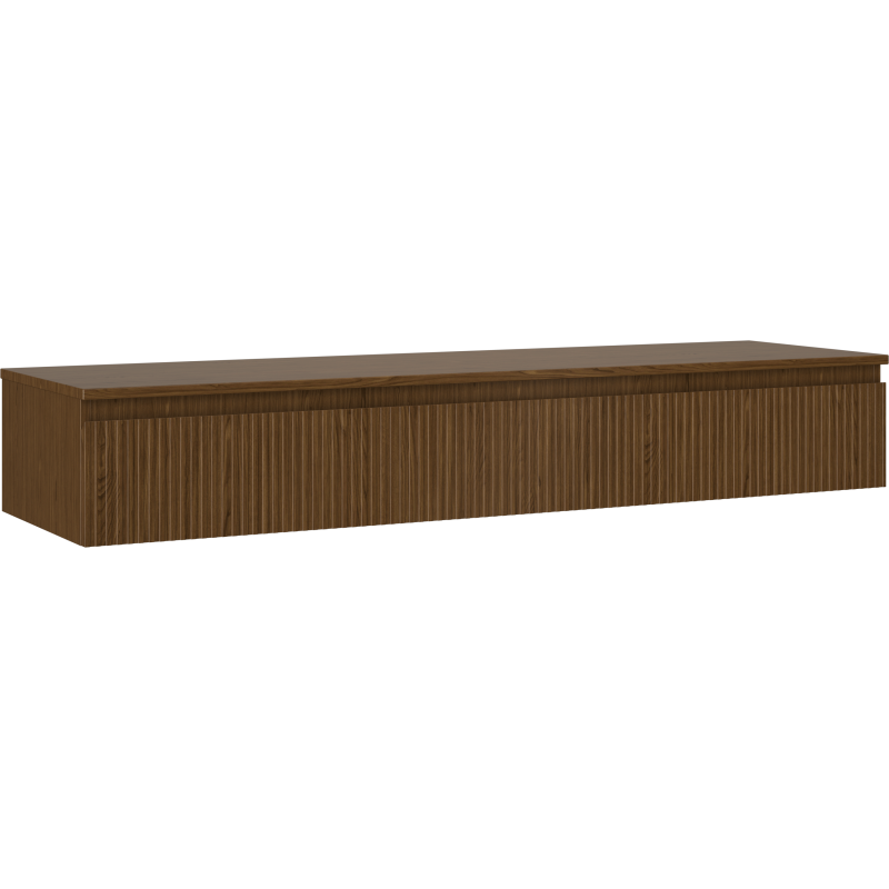 Mexen Rivel bathroom cabinet 160 cm with countertop, 1 drawer, grooved, walnut - 91A20-16023-1-BFC86