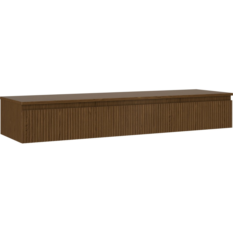 Mexen Rivel mobiletto da bagno sottolavabo 160 cm con piano, 1 cassetto, scanalato, noce - 91A20-16023-1-BFC86