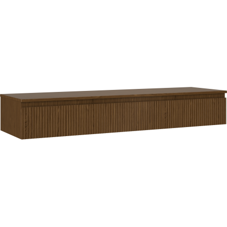 Mexen Rivel badkamermeubel onder wastafel 160 cm met blad, 1 lade, geribbeld, walnoot - 91A20-16023-1-BFC86