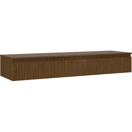 Mexen Rivel bathroom cabinet 160 cm with countertop, 1 drawer, grooved, walnut - 91A20-16023-1-BFC86