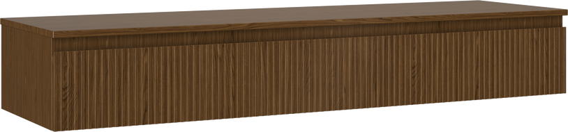 Mexen Rivel bathroom vanity cabinet 160 cm with countertop, 1 drawer, grooved, walnut - 91A20-16023-1-BFC86