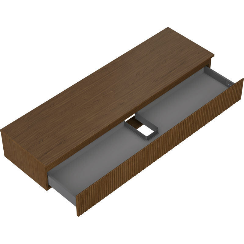 Mexen Rivel armadietto da bagno sottolavabo 160 cm con piano, 1 cassetto, scanalato, noce - 91A20-16023-1-BFC86