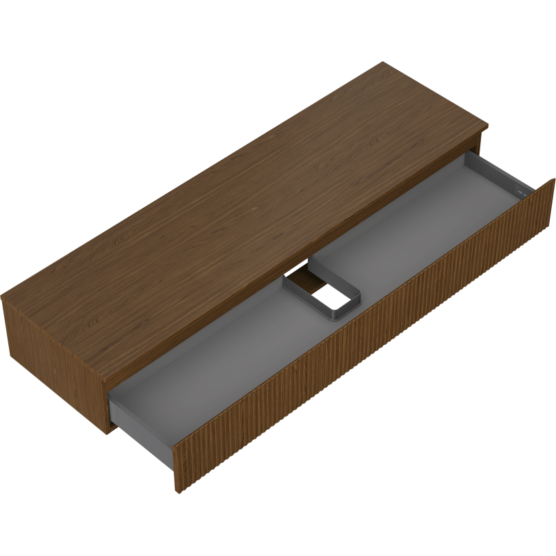 Mexen Rivel Badezimmerschrank unter Waschbecken 160 cm mit Arbeitsplatte, 1 Schublade, gerillt, Nussbaum - 91A20-16023-1-BFC86