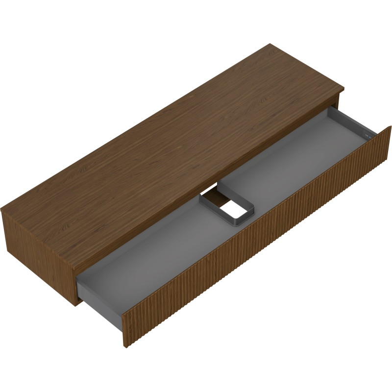 Mexen Rivel mobiletto da bagno sottolavabo 160 cm con piano, 1 cassetto, scanalato, noce - 91A20-16023-1-BFC86