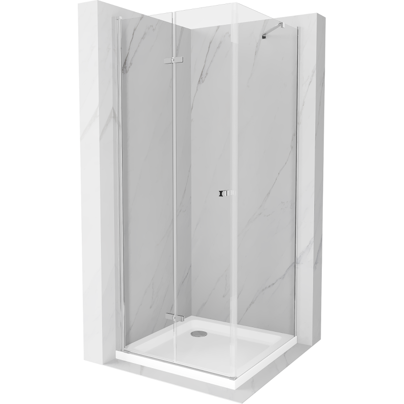 Mexen Lima folding shower cabin 90 x 90 cm, transparent, chrome + Flat tray - 856-090-090-01-00-4010