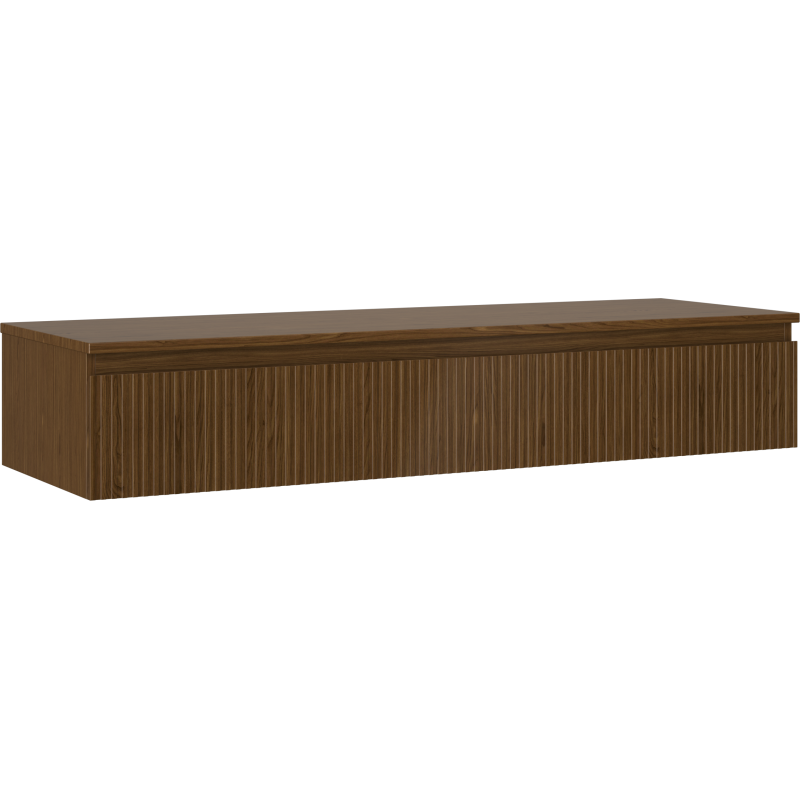 Mexen Rivel Badezimmerunterschrank 140 cm mit Platte, 1 Schublade, geriffelt, Nussbaum - 91A20-14023-1-BFC86