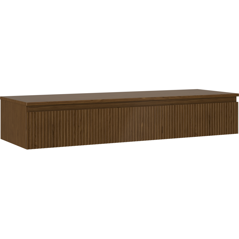 Mexen Rivel szafka łazienkowa podumywalkowa 140 cm z blatem, 1 szuflada, ryflowana , orzech - 91A20-14023-1-BFC86