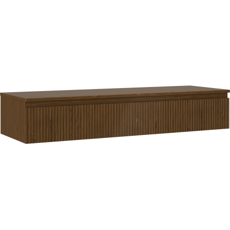 Mexen Rivel badkamerkast onder wastafel 140 cm met blad, 1 lade, geribbeld, walnoot - 91A20-14023-1-BFC86