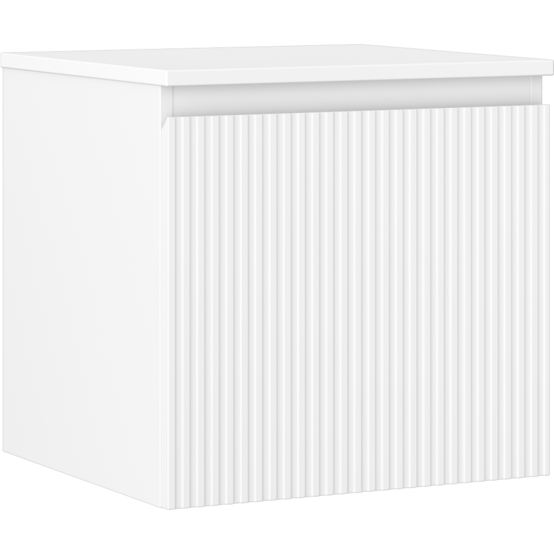 Mexen Rivel badkamerkastje onder wastafel 50 cm met blad, 1 lade, geribbeld, wit mat - 91A20-05047-1-BFC01