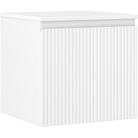 Mexen Rivel badkamerkastje onder wastafel 50 cm met blad, 1 lade, geribbeld, wit mat - 91A20-05047-1-BFC01