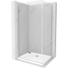 Mexen Lima vouwwand douchecabine 110 x 70 cm, transparant, chroom + douchebak Flat - 856-110-070-01-00-4010