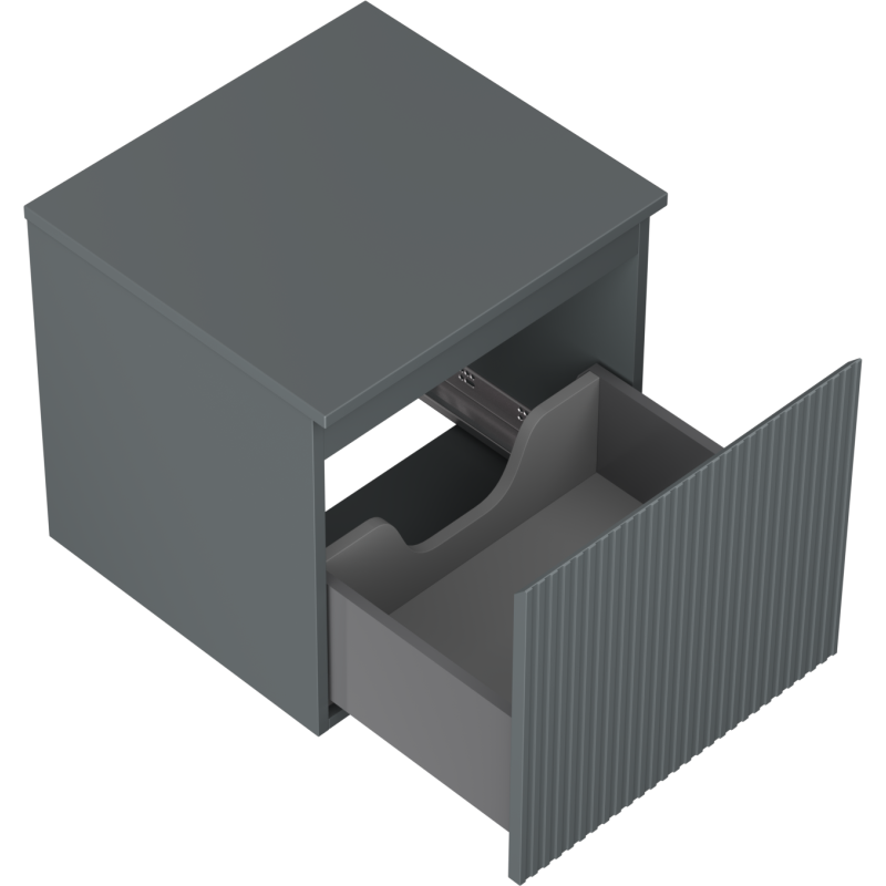 Mexen Rivel badrumsskåp under tvättställ 50 cm med bänkskiva, 1 låda, räfflad, grafit matt - 91A20-05047-1-BFC66