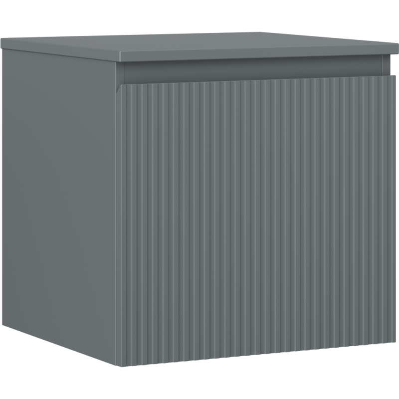 Mexen Rivel szafka łazienkowa podumywalkowa 50 cm z blatem, 1 szuflada, ryflowana , grafit mat - 91A20-05047-1-BFC66