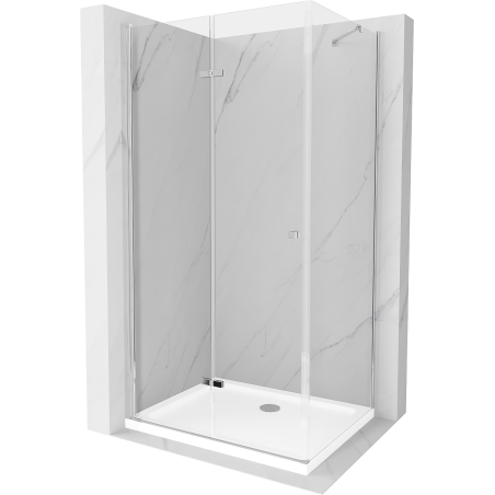 Mexen Lima kabina prysznicowa składana 110 x 80 cm, transparent, chrom + brodzik Flat - 856-110-080-01-00-4010