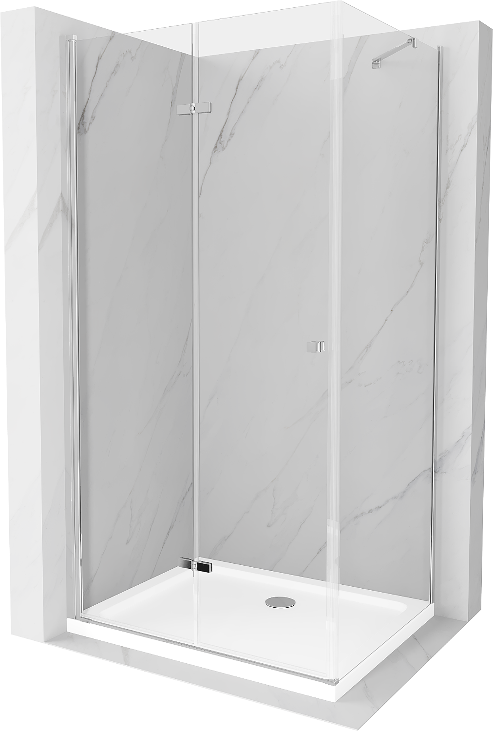 Mexen Lima kabina prysznicowa składana 110 x 80 cm, transparent, chrom + brodzik Flat - 856-110-080-01-00-4010
