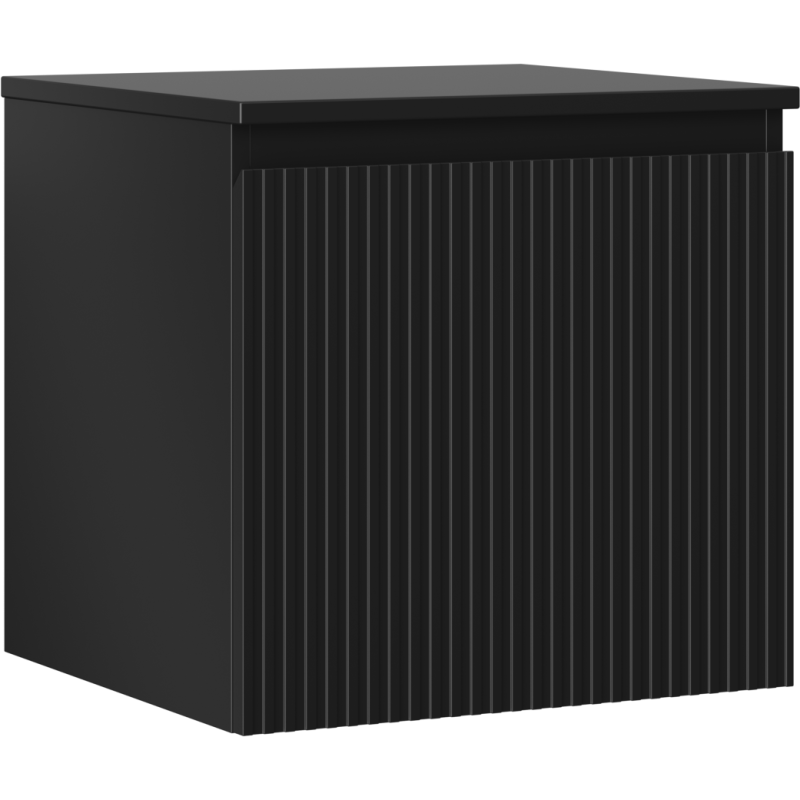 Mexen Rivel badkamerkastje onder wastafel 50 cm met blad, 1 lade, gegroefd, zwart mat - 91A20-05047-1-BFC71
