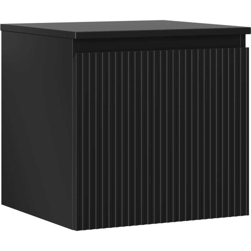 Mexen Rivel mueble de baño bajo lavabo de 50 cm con encimera, 1 cajón, acanalado, negro mate - 91A20-05047-1-BFC71