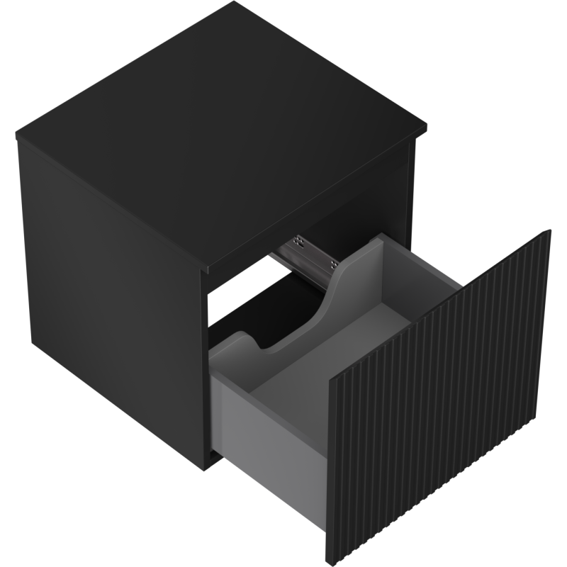 Mexen Rivel armário de casa de banho sob-lavatório 50 cm com tampo, 1 gaveta, canelado, preto mate - 91A20-05047-1-BFC71